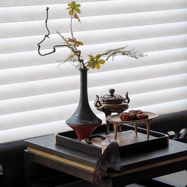 中式样板间样品屋展示中心主卧飘窗黄铜花器花艺香炉果盘摆件饰品,家居饰品,家饰软装搭配套装,淘宝优惠券,粉丝福利购,淘宝优惠卷