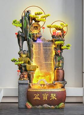大型落地假山循环流水鱼缸摆件风水轮公司景观客厅办公室水景装饰