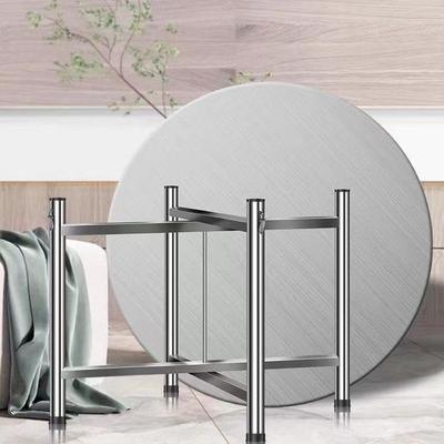 特厚304不锈钢桌子不锈钢折叠餐桌饭桌家用餐桌圆桌桌面圆形分体