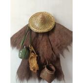 民俗老物件蓑衣草鞋 鱼篓斗笠覆古怀旧收藏民俗馆展览装 饰道具摆件