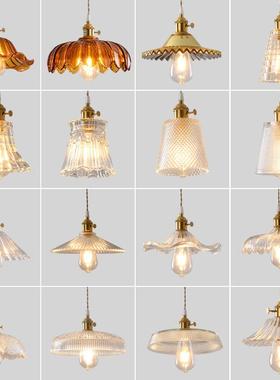 老上海床头吊灯餐厅loft复古黄铜玻璃灯北欧吧台民宿绿色花苞灯具