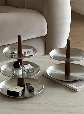 多层铁艺托盘首饰小杂物收纳盘钥匙收纳玄关摆件桌面置物架装饰品