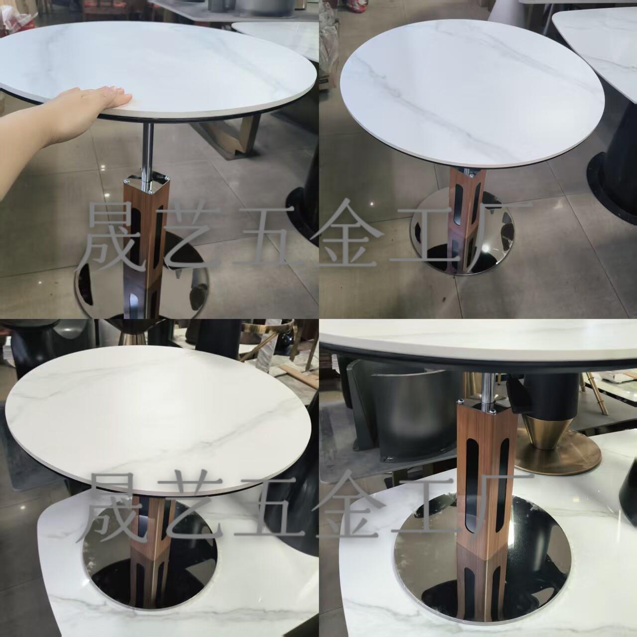 升降小圆桌架旋转桌脚岩板洽谈小桌家用简约现代餐桌底座休闲边几