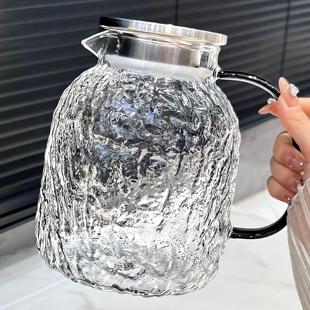 水波纹玻璃冷水壶耐高温家用耐热凉水壶大容量凉白开水杯茶壶套装