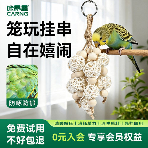咔昂星鹦鹉玩具藤球吊环挂件高颜值笼内造景美化布置装饰小鸟家园