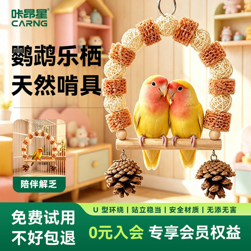 咔昂星鹦鹉笼内游乐场解闷自嗨玩具鸟笼造景装饰天然树枝爬架秋千