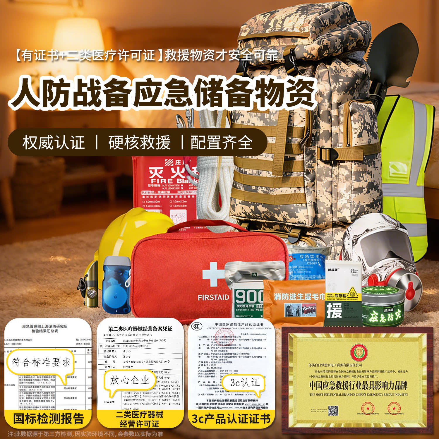 国家标准防灾应急地震包生存装备图片