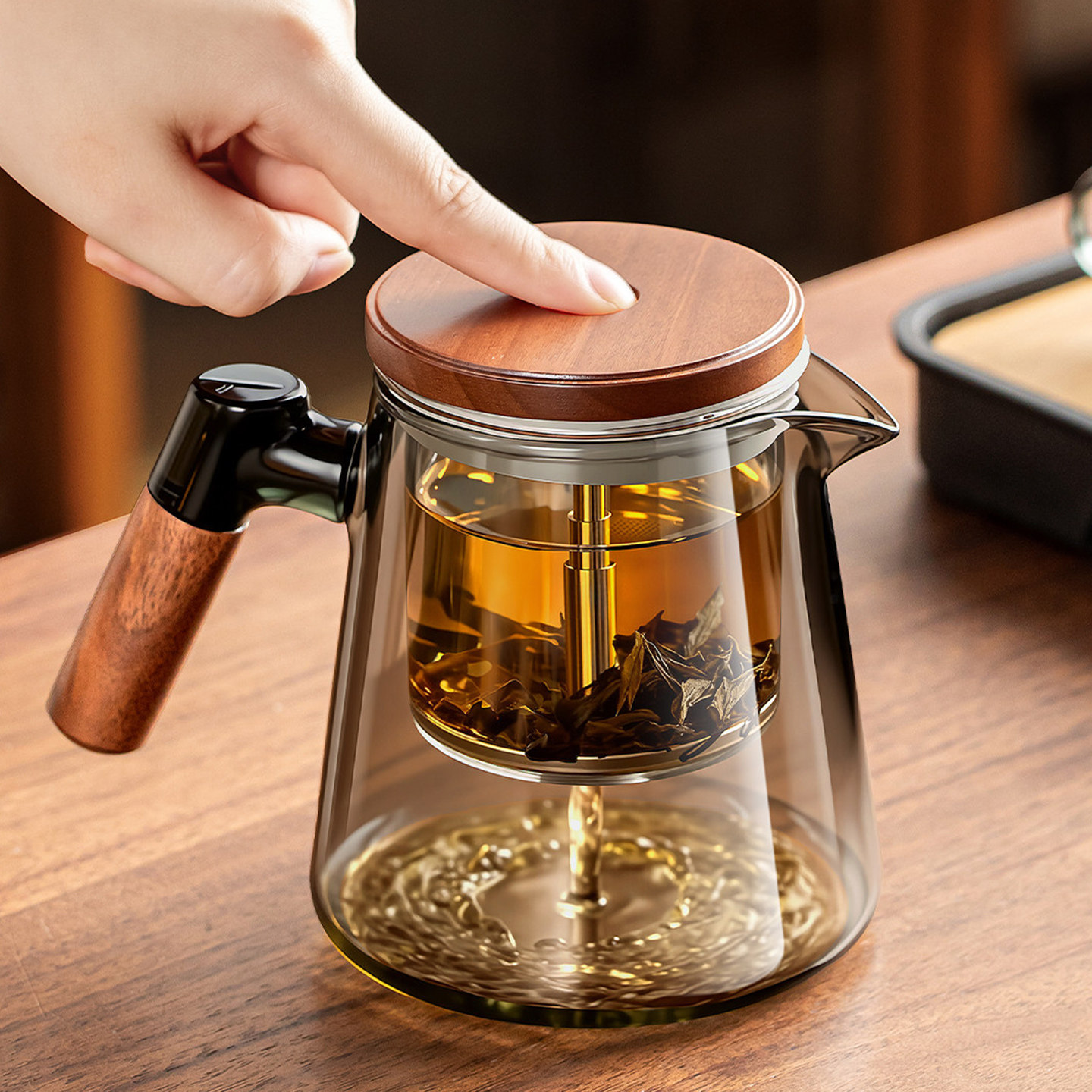玻璃飘逸杯泡茶壶加厚2026新款一键分离过滤冲茶器家用懒人泡茶器