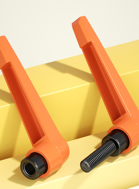 可调位橙色紧定手柄螺丝7字型棘轮把手L型快速手拧螺栓自锁紧扳手