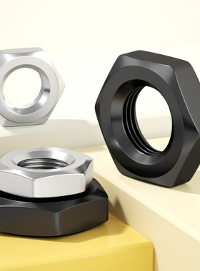 固万基黑色304不锈钢六角薄螺母GB6174锁紧扁螺丝帽M4M5M6M8-M30