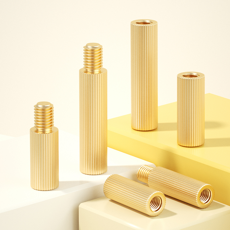 【全网热销】双通圆形滚花铜柱