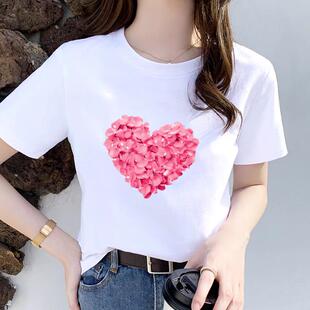 上衣爆款女通勤ins夏季流行网红印花休闲时尚短袖春夏装圆领T恤