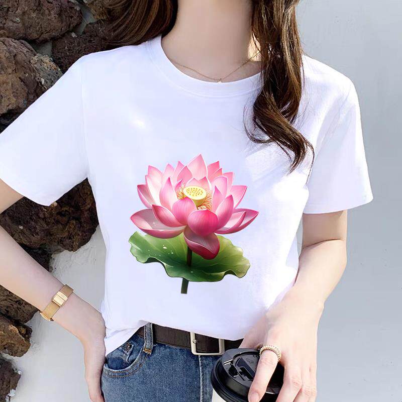 网红通勤爆款女韩版洋气短袖上衣ins夏季印花潮个性花朵圆领T恤