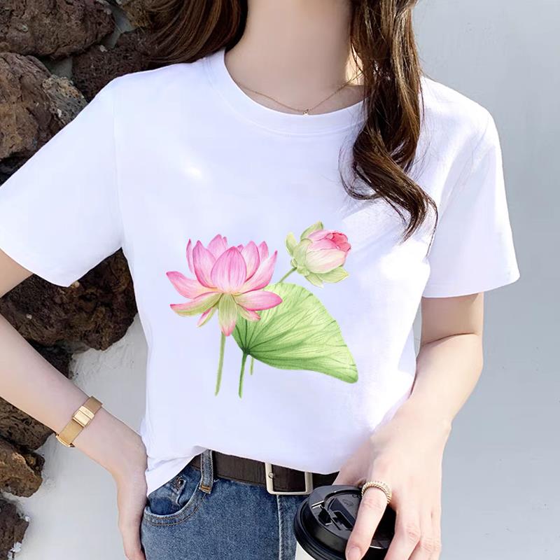 运动花朵网红通勤爆款女韩版洋气短袖上衣ins夏季印花潮圆领T恤