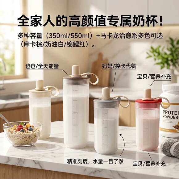 外带早餐杯专用豆浆杯带刻度牛奶便携食品级微波炉加热水杯上班