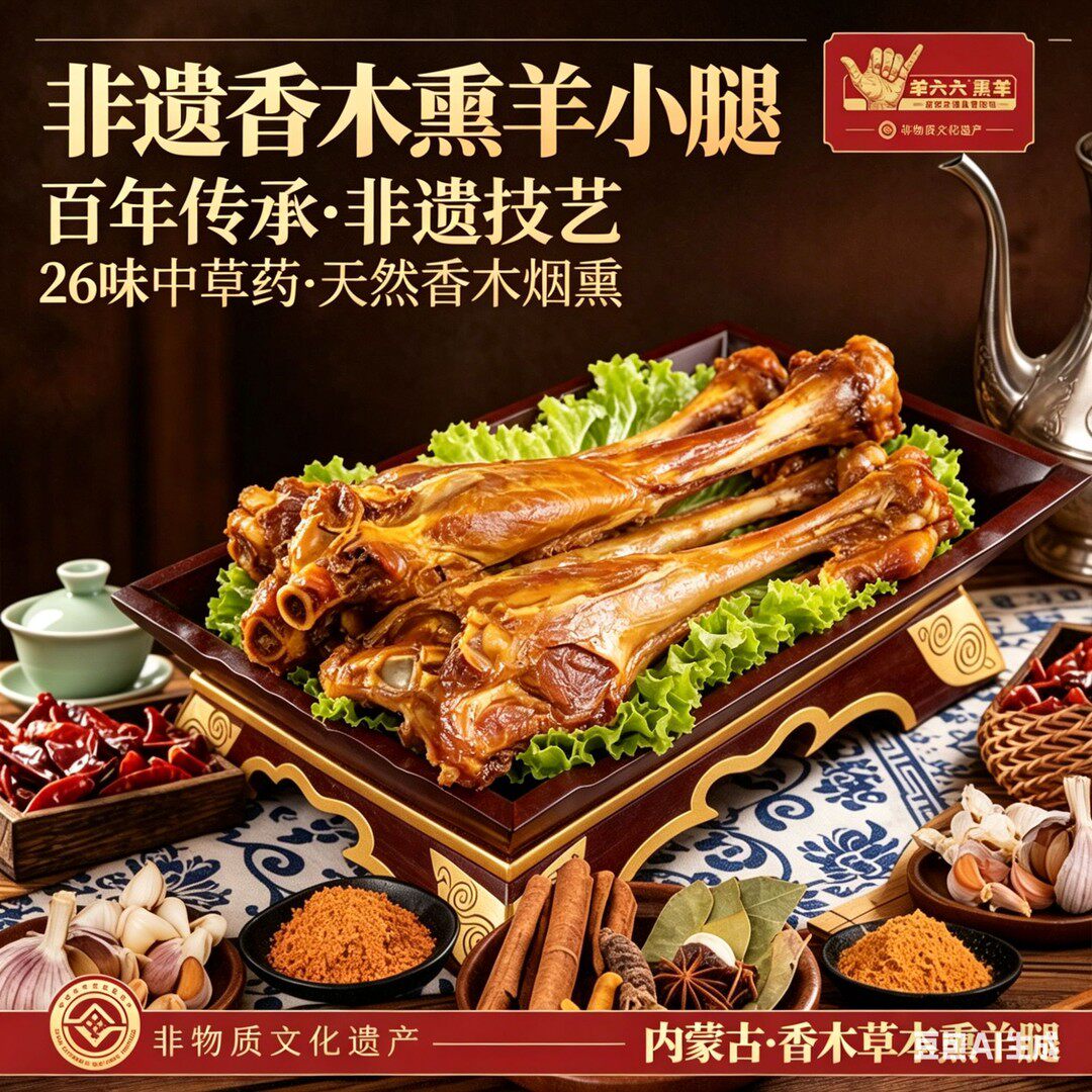 【非遗熏羊小腿】羊六六内蒙特产香木草本烟熏羊腿390g熟食新鲜即