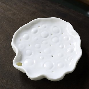 德化白瓷莲花壶承羊脂玉茶壶盖碗托盘储水干泡P台功夫茶具茶道配