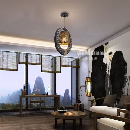 美式乡村麻绳藤艺吊灯创意网咖饭厅茶室灯竹艺藤编禅意吧台单吊灯