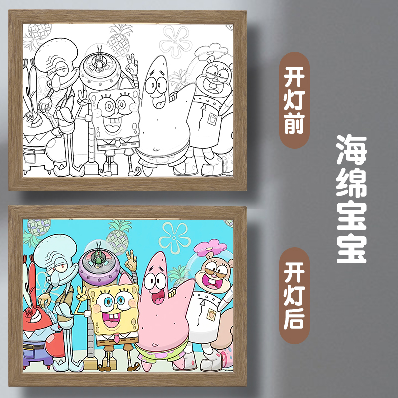 diy定制灯光画牀头灯发光灯画装饰画卧室睡眠画灯气氛灯创意礼物图片