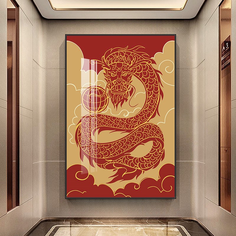 龙凤呈祥挂画新中式客厅双联装饰画寓意好凤凰图壁画卧室玄关墙画