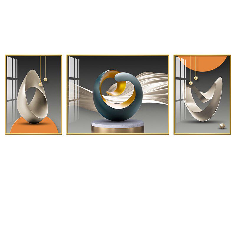 客厅装饰画沙发背景墙三联画家和墙壁画新款轻奢晶瓷画免打孔挂画