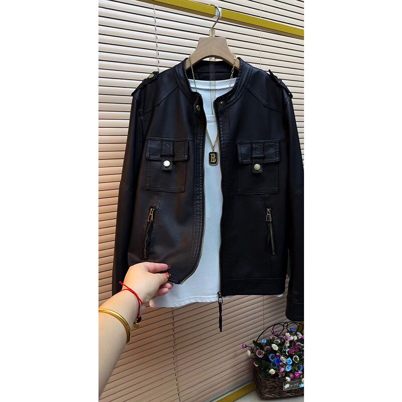 胖mm2025春季PU外套大码女装新款宽松夹克长袖百搭皮衣显瘦遮肚子