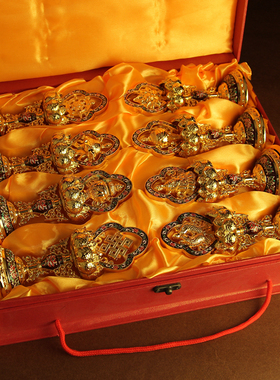 憬鸿彩绘八吉祥摆件密宗法器吉祥八宝组合套装八供品佛像家用大号