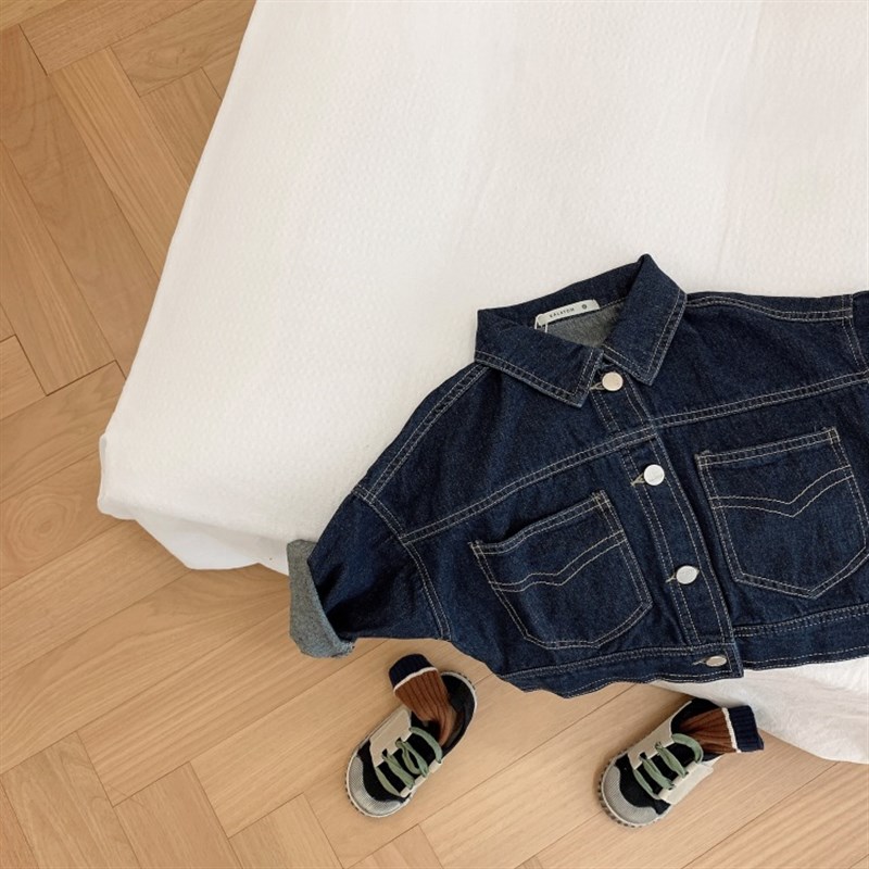 2022男童春上衣宽松蝙蝠袖洋气外套女童休闲牛仔长袖开衫儿童潮服