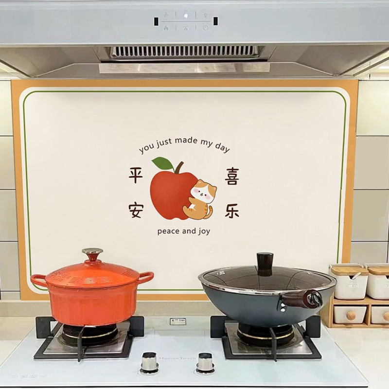 厨房防油贴纸防火耐高温加厚墙纸自粘防水防潮卡通装饰瓷砖墙贴