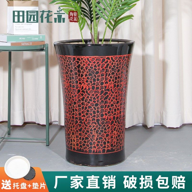 陶瓷花盆大号中国风复古客厅客厅家用发财树大绿植专用金钱树花瓶