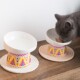 猫碗陶瓷双碗高脚保护颈椎斜口猫咪食盆防打翻喝水碗宠物浅口狗碗