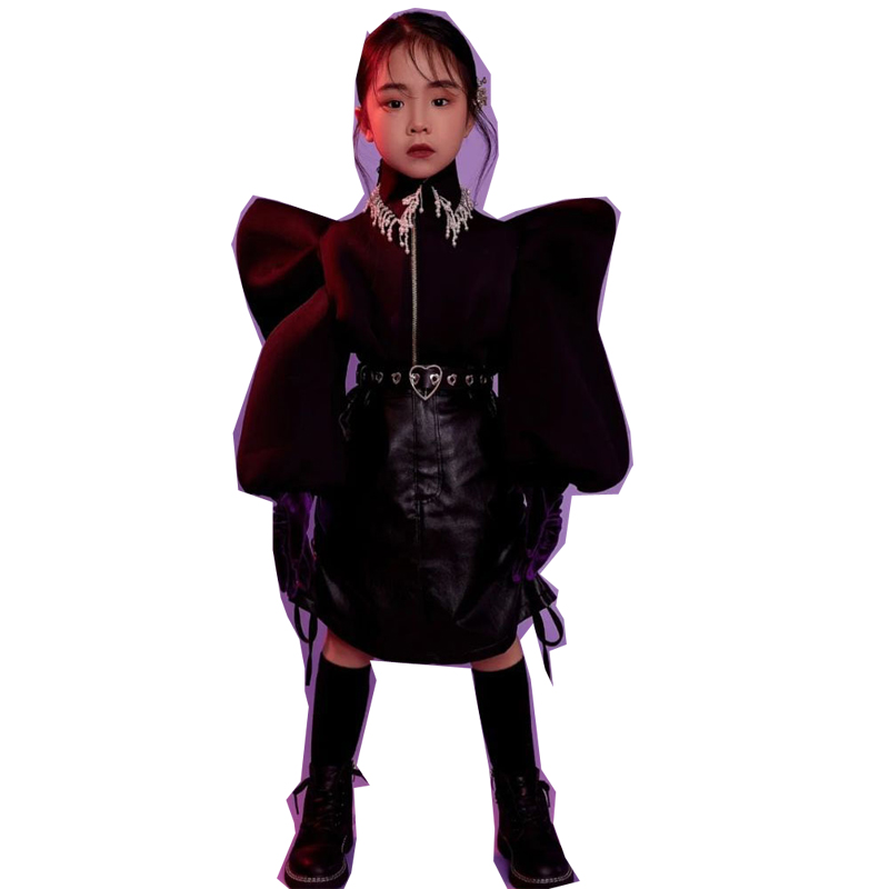 2022新款潮童模卡艺术照女孩西服封面风走秀演出儿童影楼主题服装