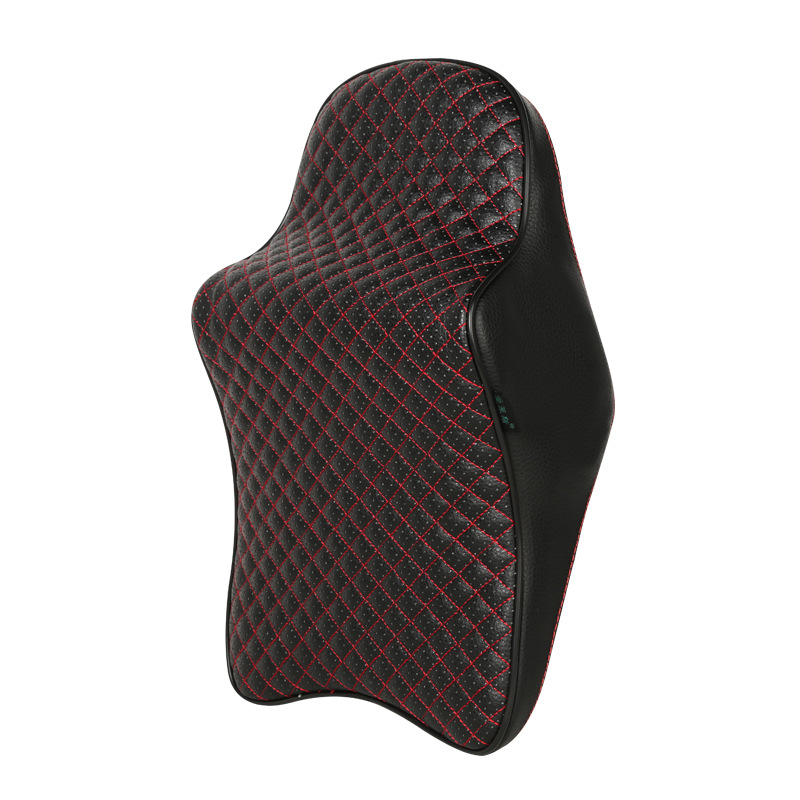 汽车颈部靠枕全革面记忆棉护颈枕头枕靠车用座椅腰枕头四季用