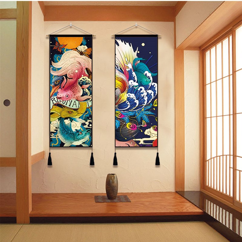 挂毯装饰画挂画电表箱家用装饰布艺挂布日式招财猫挂毯居酒屋挂旗图片