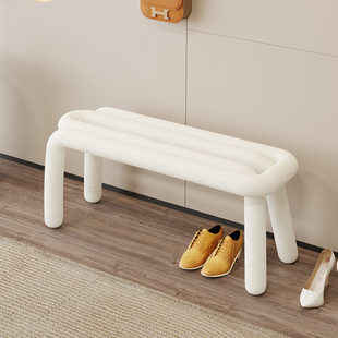 2023年新款入户奶油风换鞋凳软包网红长凳子长条凳门口进门穿鞋凳