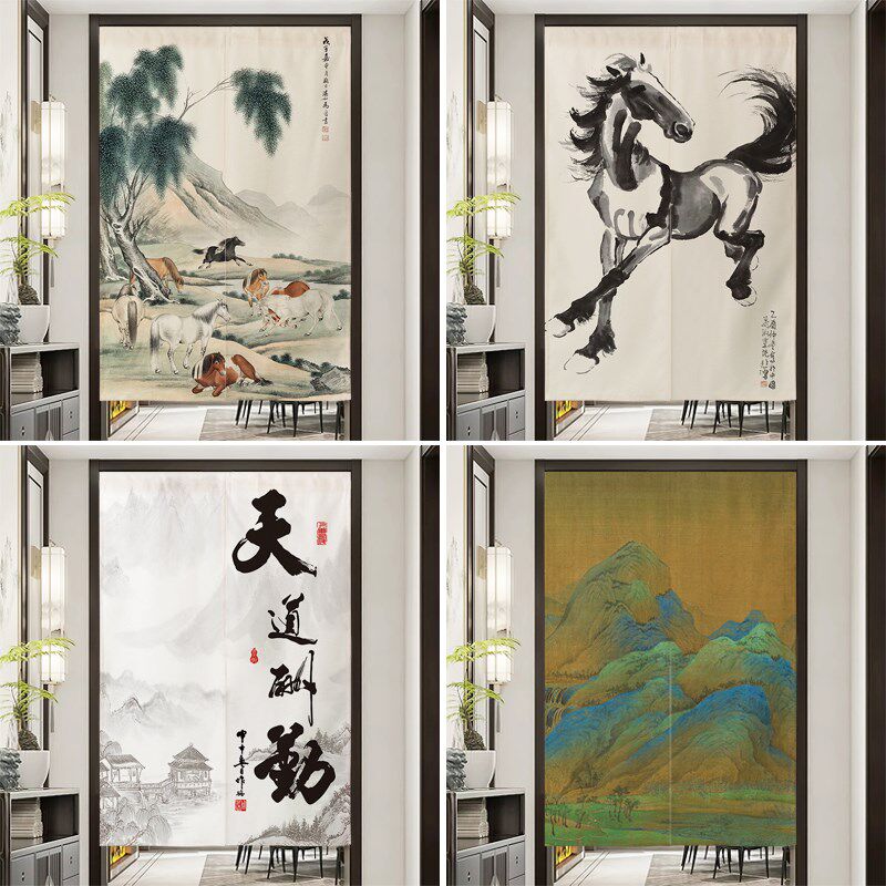 办公室门帘布帘客厅装饰中式文字书房布艺挂帘卧室隔断帘玄关帘子