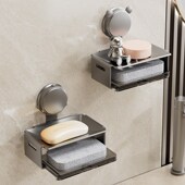 吸盘肥皂盒壁挂家用香皂盒卫生间沥水置物架洗漱台肥皂网架免打孔