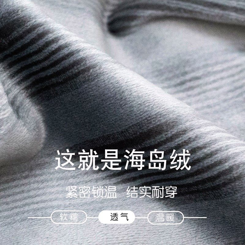 海岛绒男睡袍秋冬款浴袍春秋季加长款加绒男款珊瑚绒加厚加绒睡衣