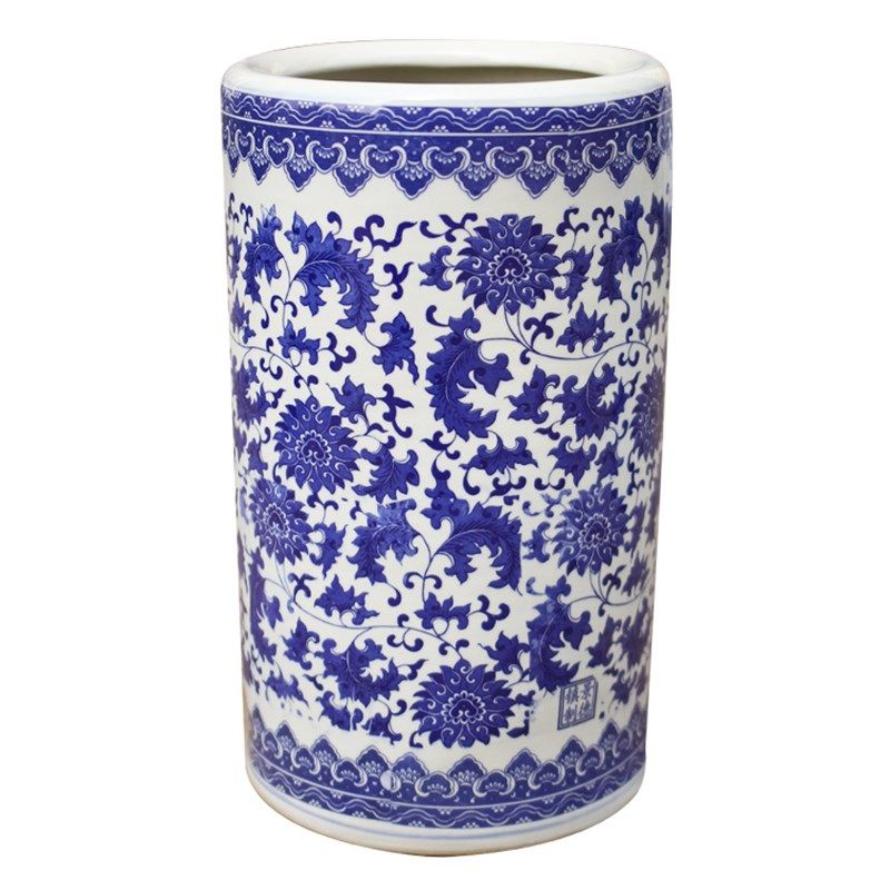 景德镇陶瓷花瓶瓷器花插 青花瓷箭筒 山水图 书字画缸 帽筒雨伞桶