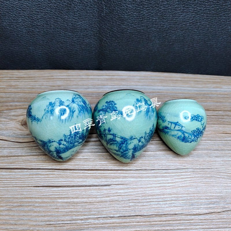 景德镇画眉鸟食罐鸟碗鸟杯鸟缸冰裂纹开片山水中号小号鸟笼配件