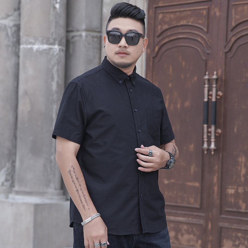 夏季加肥加大码短袖白衬衫男士商务职业正装衬衣宽松胖人纯棉寸衫