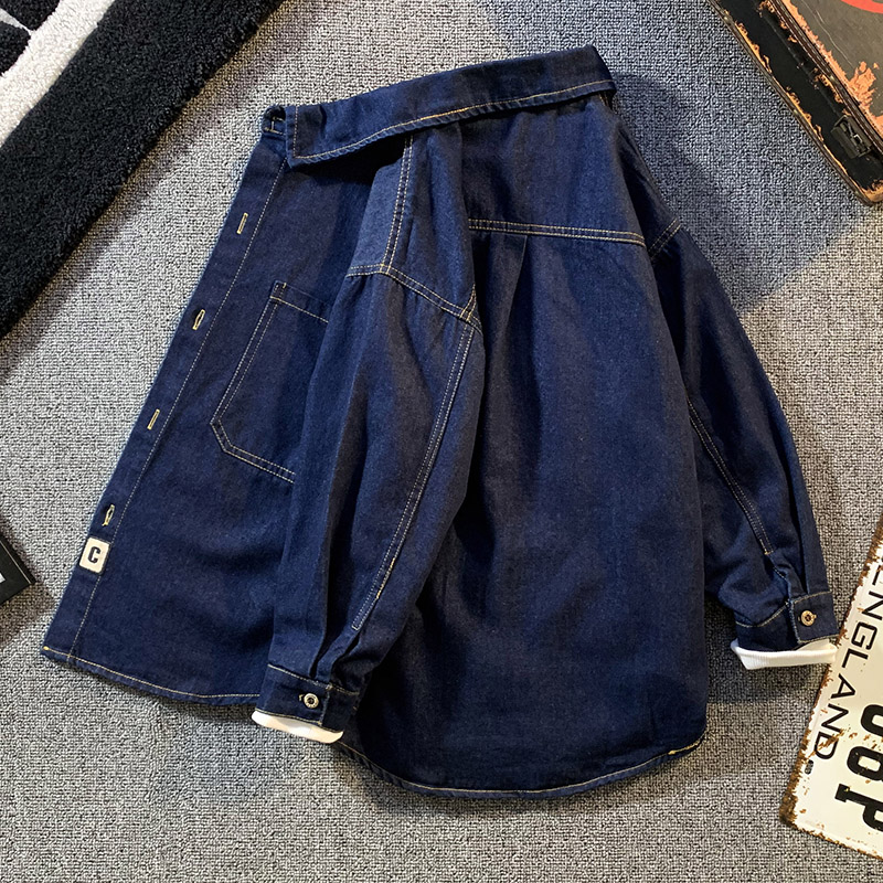 男童牛仔衬衫春秋款中大童2023新款秋装上衣儿童衬衫长袖外套森系