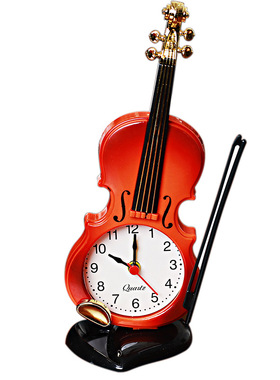 小提琴模型闹钟时钟乐器小摆件创意书桌桌面装饰品儿童学生礼物