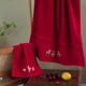 结婚一对红色纯棉毛巾浴巾三件套四件套婚庆礼品礼盒陪嫁订婚面巾