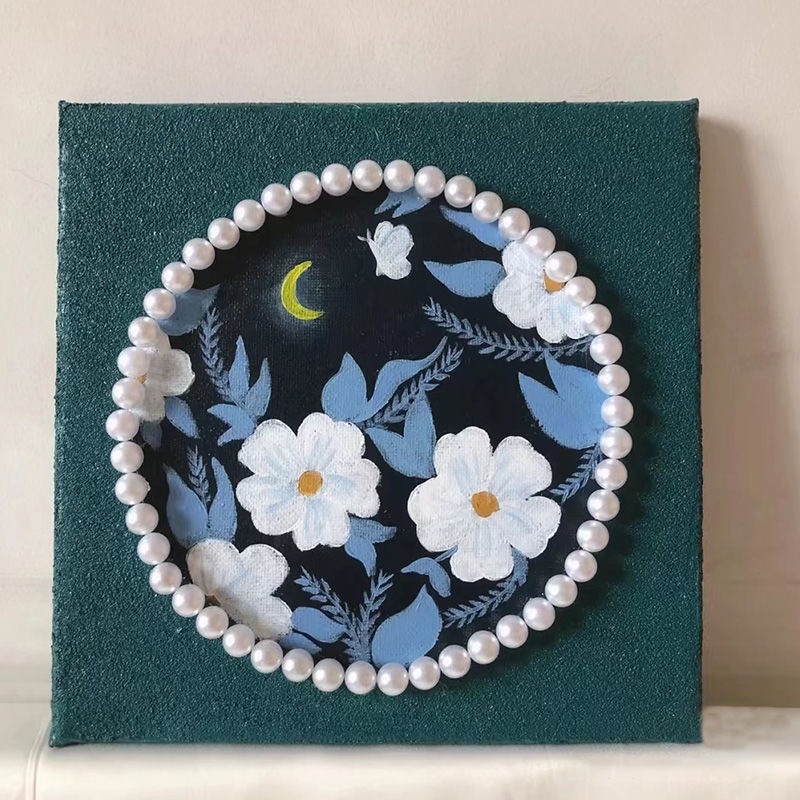 郁金香肌理画DIY石英砂手工填色花卉珍珠丙烯立体数字油彩装饰画图片