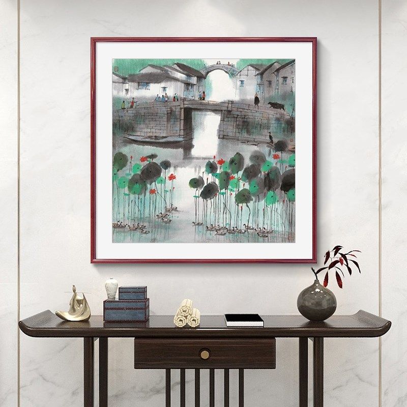 杨明义国画江南水乡挂画玄关装饰画新中式客厅餐厅壁画水墨画国风