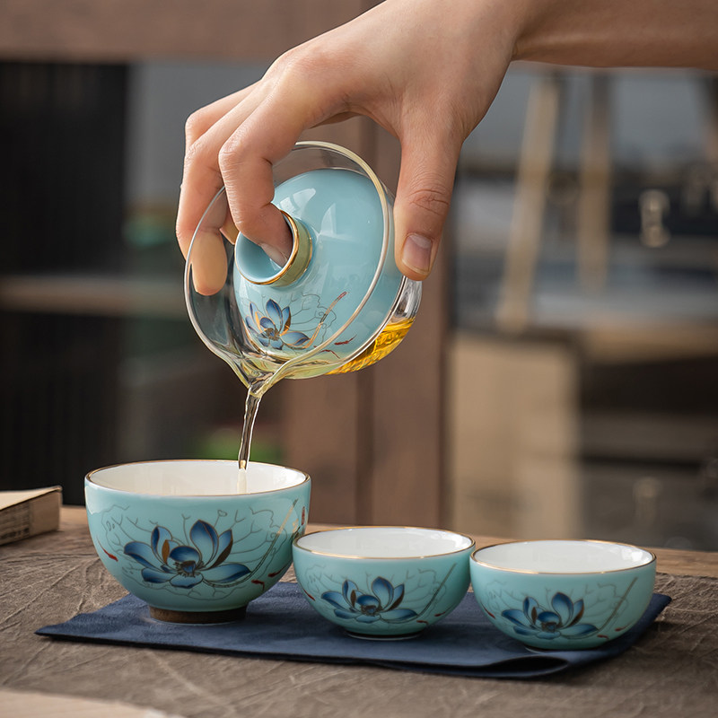 便携式茶具旅行套装简约茶壶户外功夫一壶三杯快客杯陶瓷泡茶器