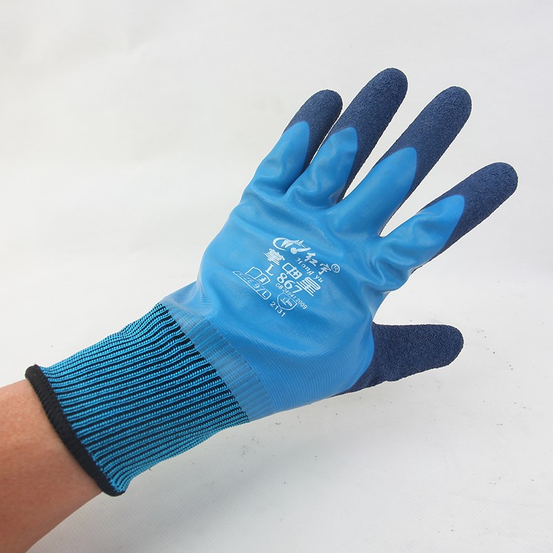 红宇掌中星L867劳保手套全挂防水耐磨防滑工地建筑男工作保护手套