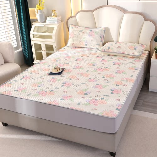 新款乳胶凉席三件套可水洗1.8米空调席冰丝凉H