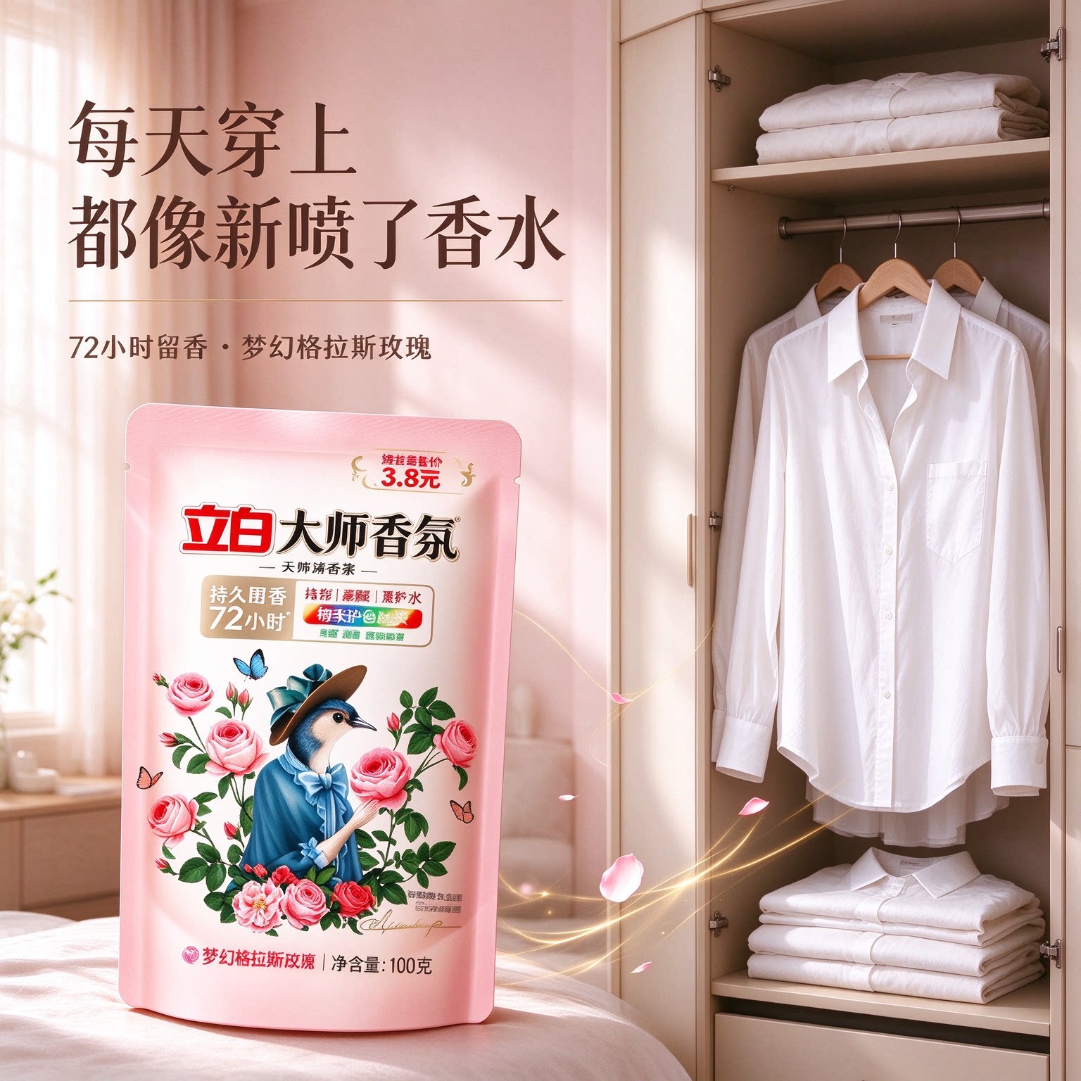 立白大师香氛格拉斯玫瑰洗衣液